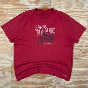 red faded life is good biker graphic tee